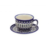 mittlere Kaffetasse mit Untertasse - Bunzlauer Keramik