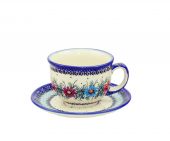 mittlere Kaffetasse mit Untertasse - Bunzlauer Keramik