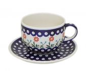 Jumbotasse + Untertasse - Bunzlauer Keramik