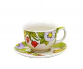 mittlere Kaffetasse mit Untertasse - Bunzlauer Keramik